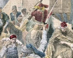 Les massacres d'Arméniens en 1915 par les turcs. in Le Petit Journal du 11/12/1915. Chromotypographie. © Kharbine-Tapabor