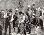 Epidemie de cholera en 1884 : “La désinfection des bagages au lazaret de la Latta, près de Menton”. Gravure publiée dans L’Illustration, 19 juillet 1884 © Collection Kharbine-Tapabor