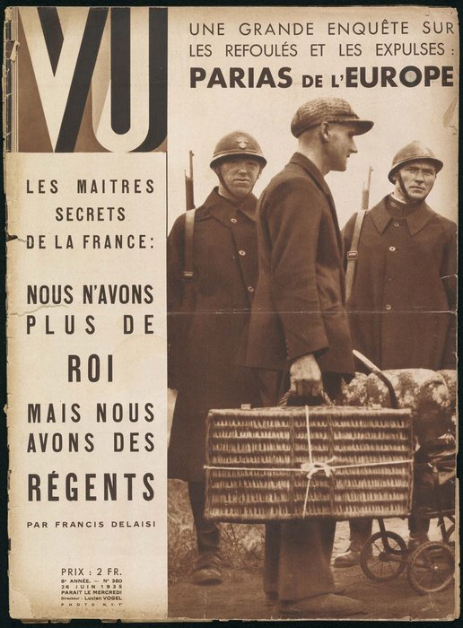 Couverture du magazine Vu du 26 juin 1935, “Une grande enquête sur les refoulés et les expulsés : parias de l’Europe”