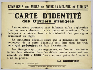 Information relative à la mise en œuvre des décrets Daladier, encadrant plus strictement le renouvellement de la carte d’identité, 2 novembre 1938 © Archives départementales de la Loire, 27 1ETP503