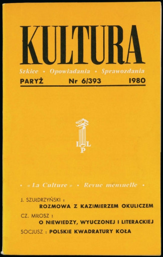 Couverture de la revue mensuelle polonaise Kultura, n°6/393 de 1980
