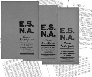 Couvertures des numéros 42, 43-44 et 46 des Cahiers Nord-Africains, pubié en 1954 et 1955 © Cité nationale de l'histoire de l'immigration