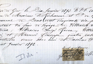 Transcription of an Italian smuggler's ticket © Collection particulière