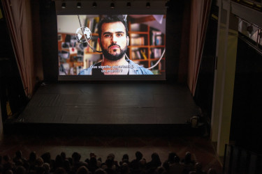 Séance de cinéma pendant le festival Visions d'exil en 2019
