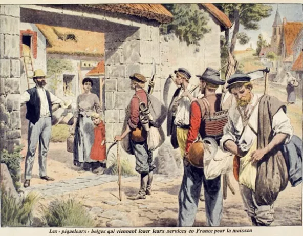 Les piqueteurs belges qui viennent louer leur service en France, Le Petit Journal, 1908 © © EPPPD-MNHI