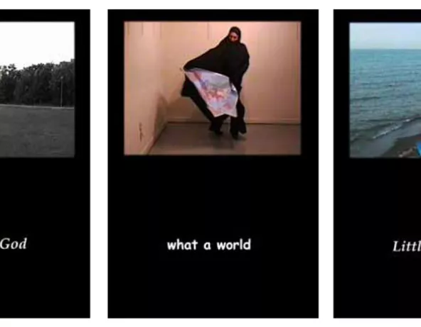Ghazel, Me (2003-2008). Installation vidéo - 3 moniteurs 12 mn par film env. 