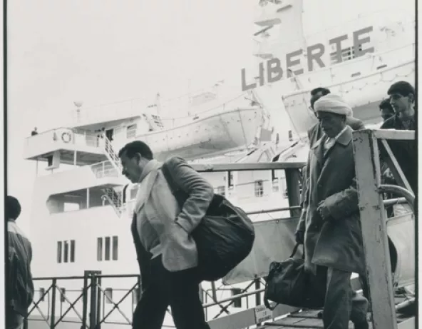 Marseille mars 1988, arrivée du ferry boat “Le Liberté” en provenance d’Alger. Jacques Windenberger