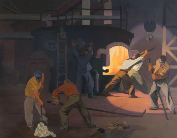 Le four électrique dans une usine de locomotive, 1949, Boris Taslitzky