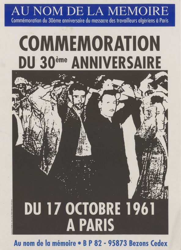 Affiche pour la commémoration du 30e anniversaire du 17 octobre 1961