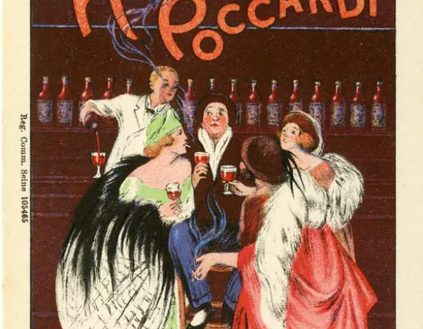 Carte postale publicitaire pour un café-bar italien