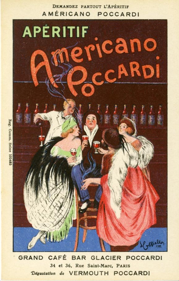 Carte postale publicitaire pour un café-bar italien