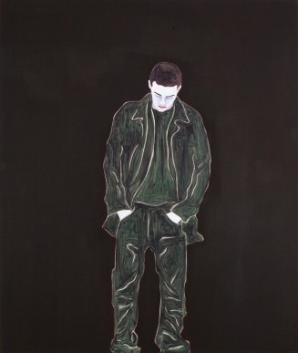 Djamel Tatah, Sans titre (Les Hittistes), 2008, huile et cire sur toil