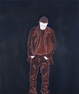 Djamel Tatah, Sans titre (Les Hittistes), 2008, huile et cire sur toil