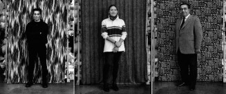 Portrait d'une PME, Rajak Ohanian, 1999. De gauche à droite : Kamel Merat, teinturier, Alix Derome, technicienne, Joseph Nerguisian, fondateur © Musée national de l'histoire de l'immigration