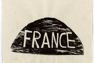 Barthélémy Togo, Gravure sur bois ; empreinte correspondant au tampon en bois portant le même titre “France”