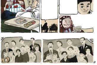 Farid Boudjellal, Petit Polio, tome 2. Mémé d'Arménie, planche. Papier et encre en couleur © Musée national de l'histoire et des cultures de l'immigration