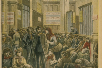 Italian emigrants at Saint-Lazare station, L'Illustration, March 28, 1896