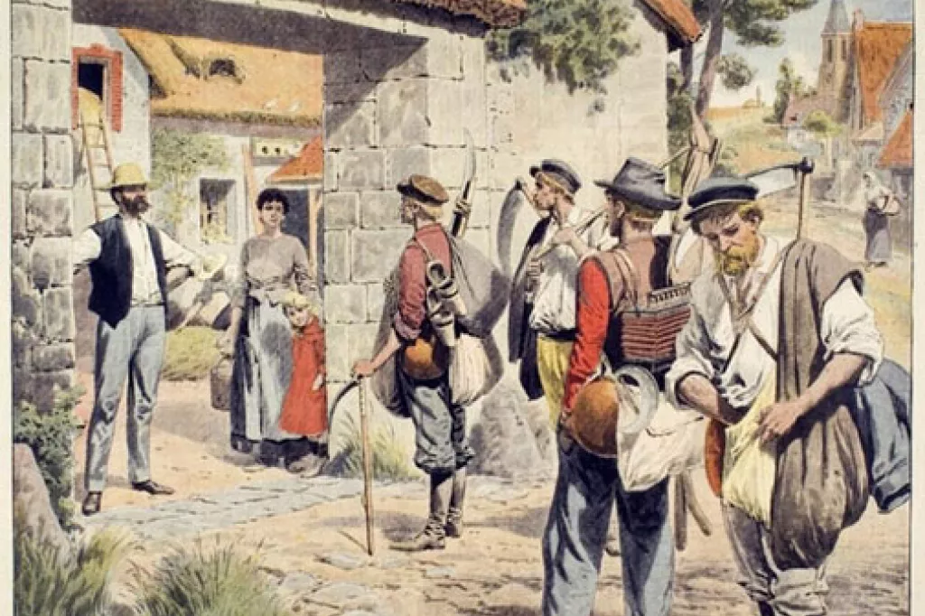 Les piqueteurs belges qui viennent louer leur service en France, Le Petit Journal, 1908 © Collection Kharbine-Tapabor