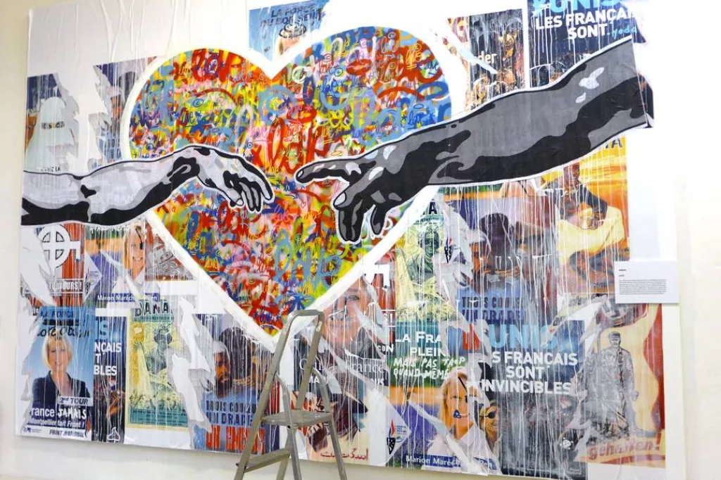 La fresque de Jisbar. Palais de la Porte Dorée, mars 2016 © Musée national de l'histoire de l'immigration