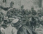 "Aigues-Mortes. La porte de la reine : collision entre les ouvriers français et italiens". Gravure publiée dans Le Monde illustré, 2 novembre 1893 © Collection Kharbine-Tapabor