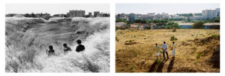 Chérif, Yahia et Hocine, « La terre rouge » . Cité Brassens. A gauche : septembre 1984 - A droite : 23 ans après, juillet 2007 © Patrick Zachmann, Magnum Photos