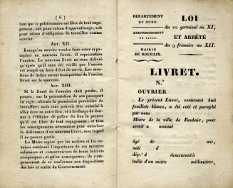 Livret ouvrier fin XIXe siècle. © Archives municipales de Roubaix
