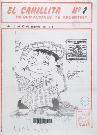 Premier numéro du journal El Canillita. Informaciones de Argentina, n°1, février 1978 © Bibliothèque de documentation internationale contemporaine - MHC
