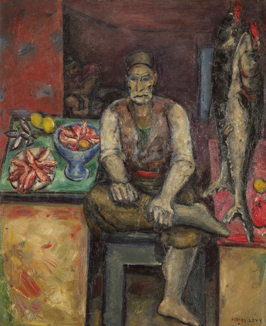 Moses Levy, Marchand de poissons tunisien, huile sur toile, 1944