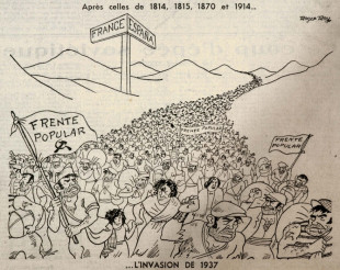 Gringoire, Illustration de Roger Roy, 10 septembre 1937 : “Après celles de 1804, 1805, 1870, 1914, ... l'invasion de 1937” © Collection Kharbine-Tapabor