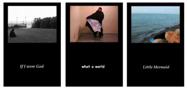 Ghazel, Me (2003-2008). Installation vidéo - 3 moniteurs 12 mn par film env. Musée national de l'histoire et des cultures de l'immigration © ADAGP, Paris 2011