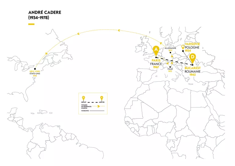 Cartographie du parcours migratoire de A. Cadere