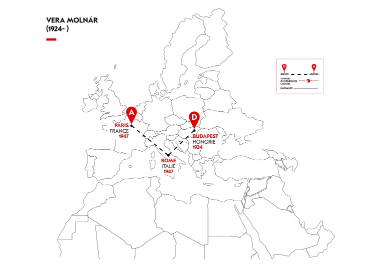 Cartographie du parcours migratoire de V. Molnar