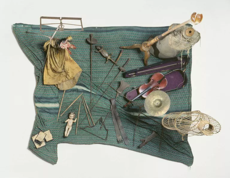Oeuvre de Daniel Spoerri, Marché aux puces (hommage à Giacometti), 1961