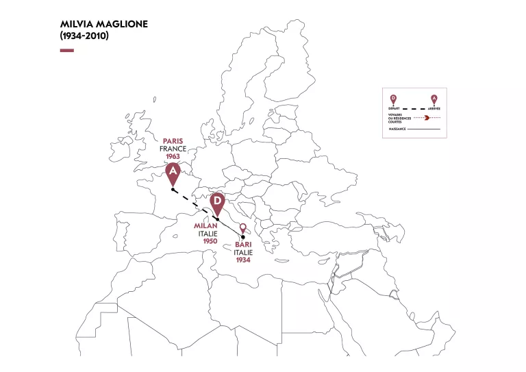 Cartographie du parcours migratoire de M. Maglione