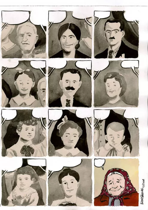 Farid Boudjellal, Petit Polio, tome 2. Mémé d'Arménie, planche. Papier et encre en couleur © Musée national de l'histoire et des cultures de l'immigration