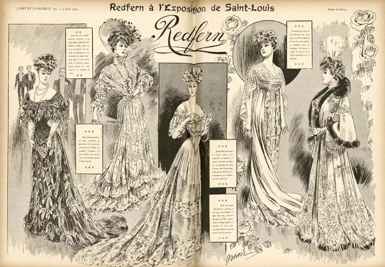 Article consacré à la participation de la maison Redfern à l'Exposition universelle de Saint-Louis (Etats-Unis), L'Art et la Mode, n°23, 3 juin 1904 © Editions Jalou 1904