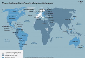 Carte : Visas, les inégalités d’accès à l’espace Schengen
