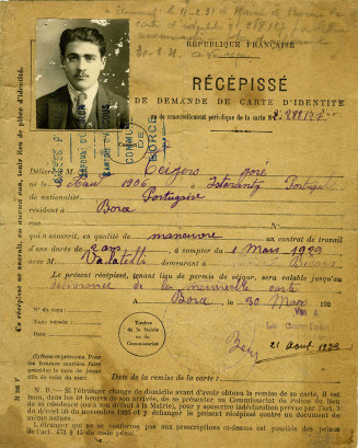 République française, Récépissé de demande carte d’identité de José Teijero, 1929