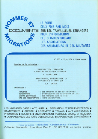 « Les réfugiés du Sud-Est asiatique », in Hommes & Migrations Documents, n° 951, 15 juin 1978, pp. 15-18.