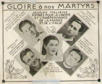 Affiche "Gloire à nos martyrs" © Centre d’éude et de documentation de l'émigration Italienne (CEDEI)