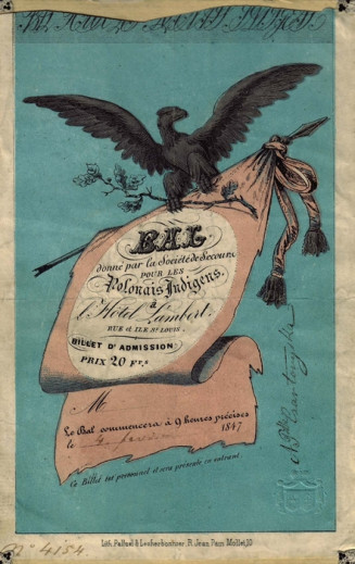 Annonce d’un bal organisé pour les Polonais indigents à Paris, 1847 © Société historique et littéraire polonaise / Bibliothèque polonaise de Paris