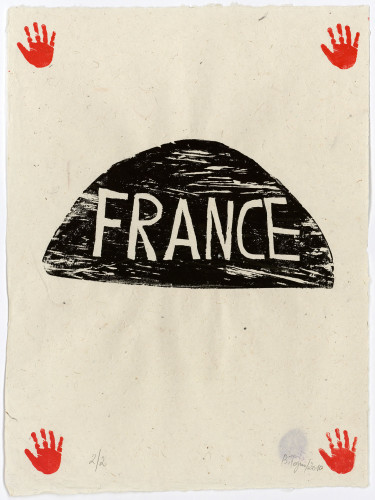 Barthélémy Togo, Wood engraving; print corresponding to the wooden stamp bearing the same title "France"