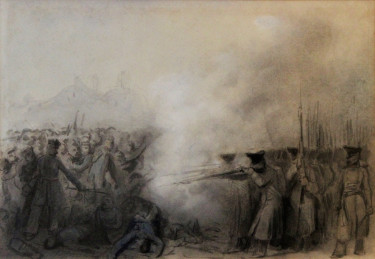 tableau"Le massacre des Polonais à Fischau en 1832" de Auguste Raffet
