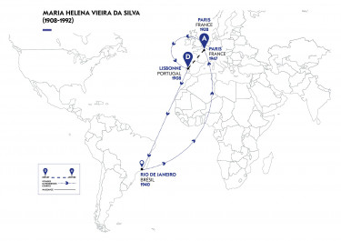 Cartographie du parcours migratoire de M. H. Veira da Silva