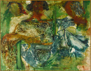 Tableau d'Iba N’Diaye, Scène de marché, 1978