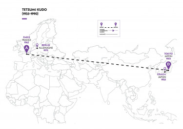 Cartographie du parcours migratoire de T. Kudo