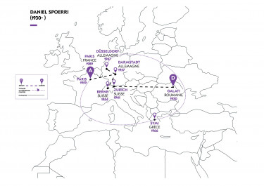 Cartographie du parcours migratoire de D. Spoerri