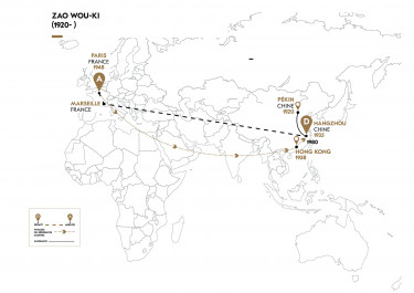 Cartographie du parcours migratoire de Zao Wou-Ki