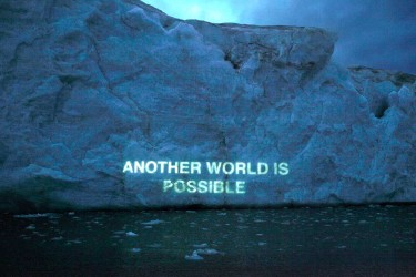 David Buckland, "Another World is Possible" – Ice Text projection, 2005-2009